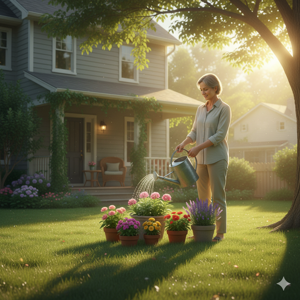 menyiram tanaman pagi hari