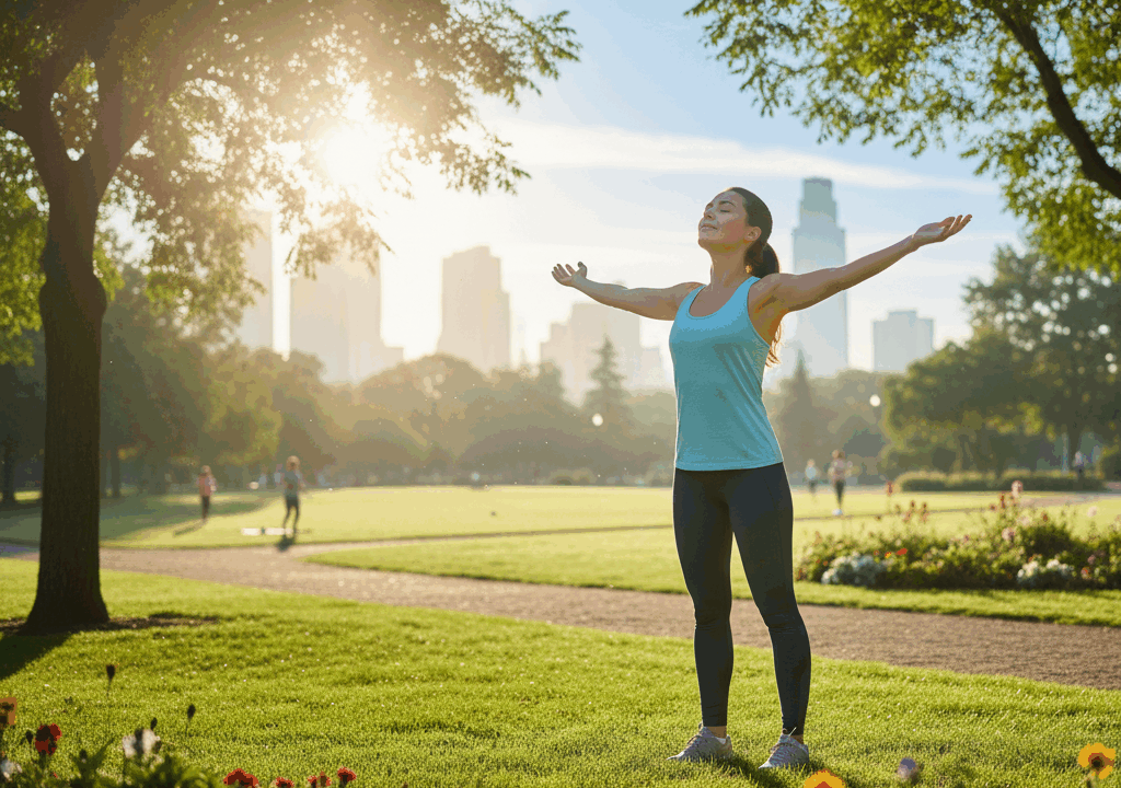 menghirup udara segar pagi hari