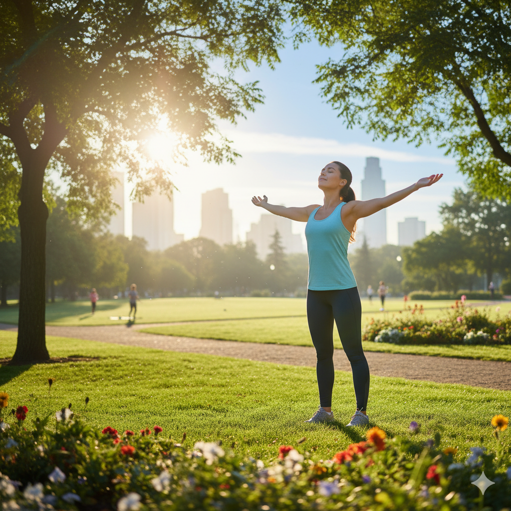 menghirup udara segar pagi hari